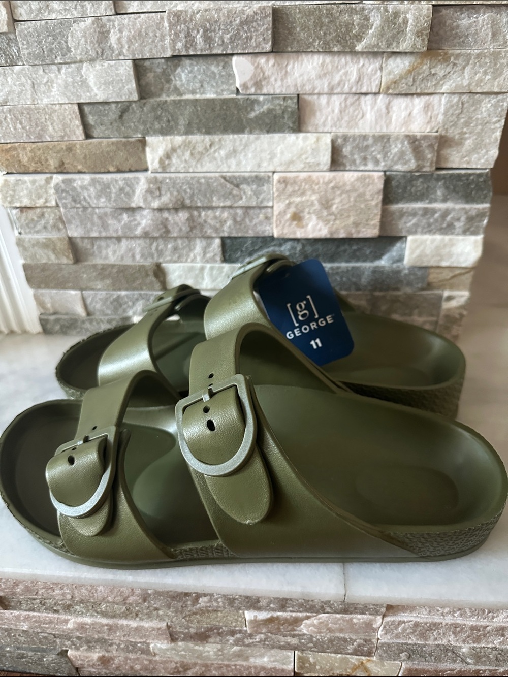 Men's Two Buckle Slide Sandals Size 11